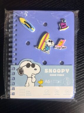 Peanuts Light Blue Spiral Notebook with Pink Accent - Good Vibes